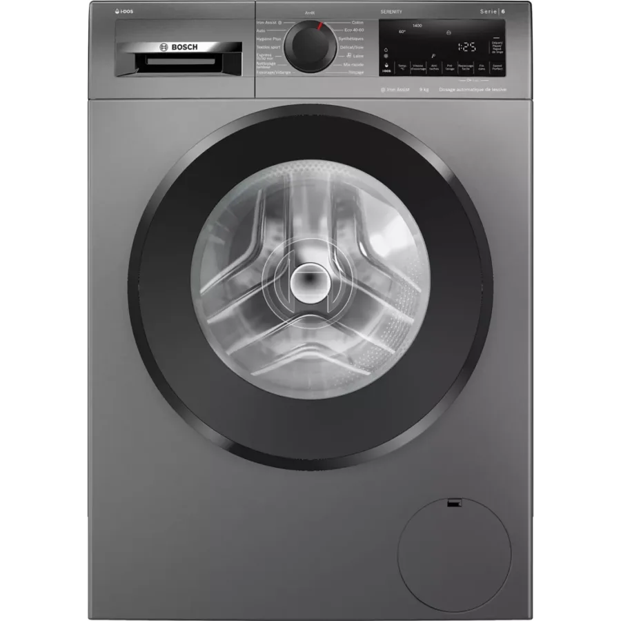 Lave-linge Bosch WGG244FRFR gris-fonte, de face, porte fermée